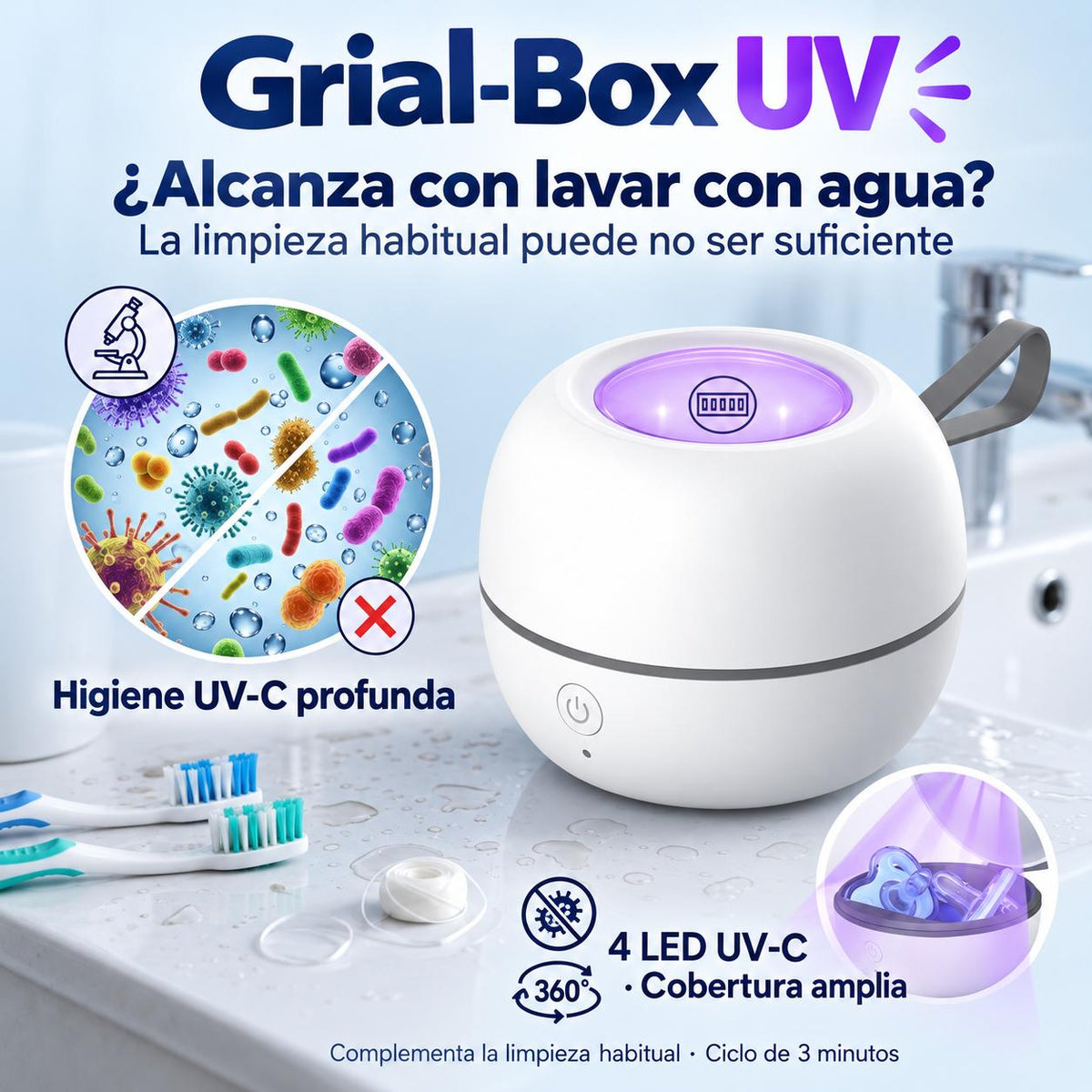 Grial-Box UV | Estuche UV-C portátil para retenedores y placas